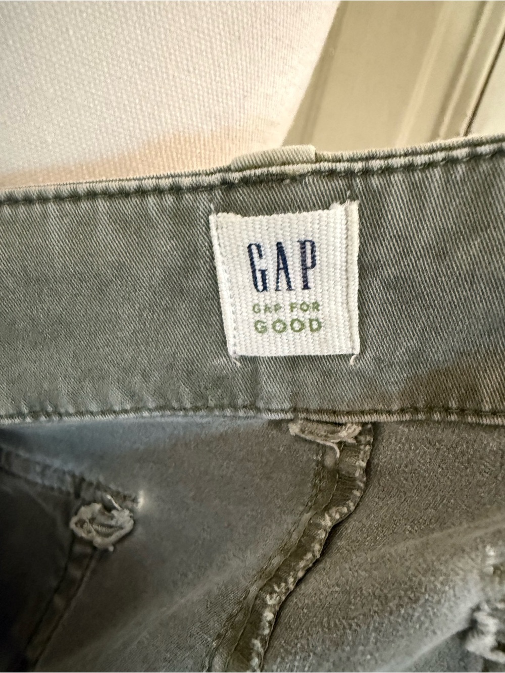 High Rise Girlfriend Chinos in Olive Green - Picture 9 of 10